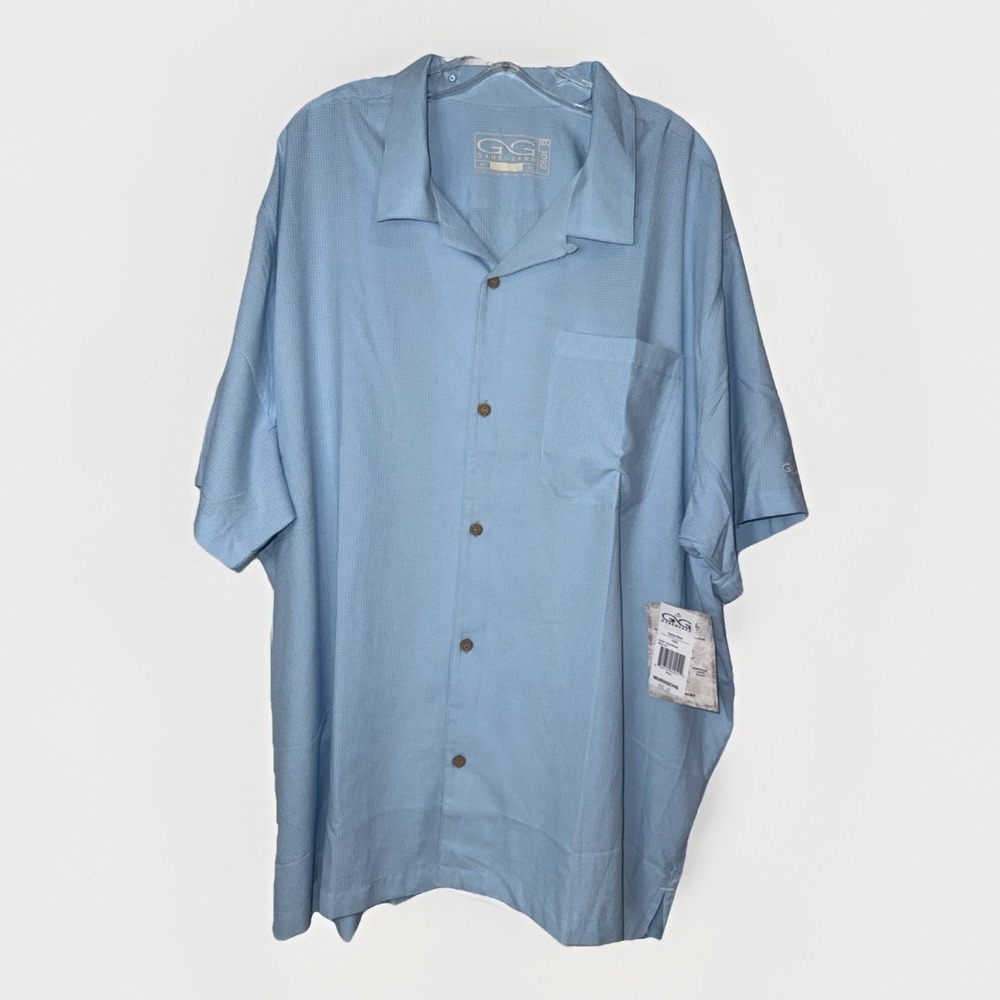 NWT GameGuard Camp Shirt 4X Blue Fishing Outdoor Shirt Short Sleeve Button Up